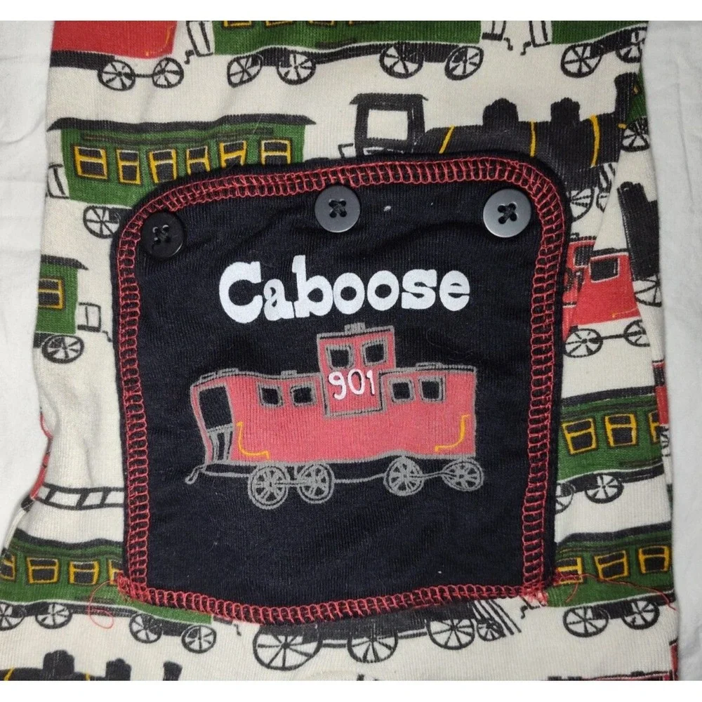 Lazy One 12 Mos Baby Train Caboose‎ Bum Sleeper Outfit Beige Cotton Open Feet